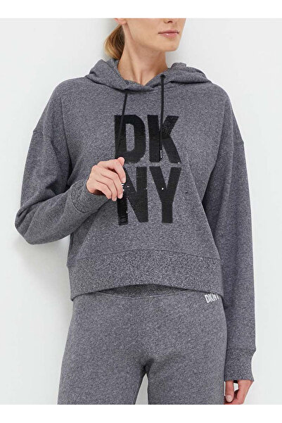 Dkny Jeans Kapüşon Yaka Baskılı Antrasit Kadın Sweatshırt DP3T9404