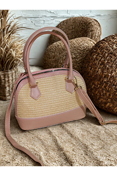 BuHay Luxe kol çanta, el çantası, askılı çanta, hasır görünümlü çanta