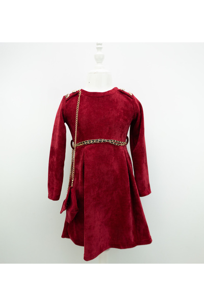 Nobrand Elegant Velvet Dress with Bag, Ages 4-14