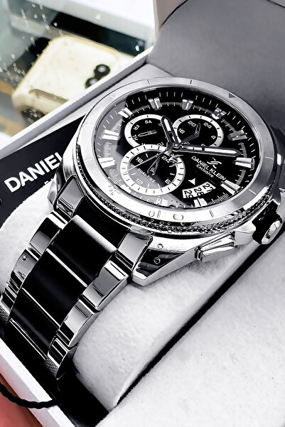 Daniel Klein ساعة يد رجالية حصرية مقاومة للماء من الفولاذ المقاوم للصدأ بلوني...