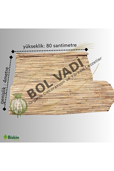 BİŞKİN 80cm X 4m Afyonkarahisardan Misina Ipli Doğal Bambu Kamış Çit,bahçe Çiti,hasır Çit, Gölgelik