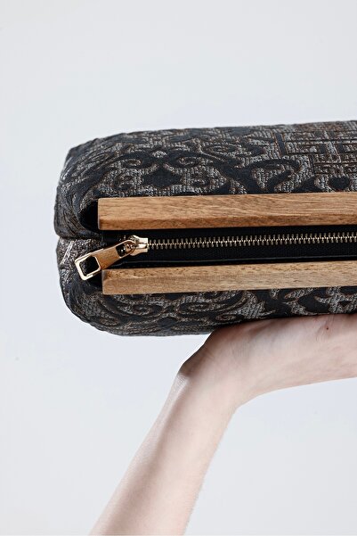 HEYBE'S Heybes Women's Black Authentic Pattern Clutch Bag