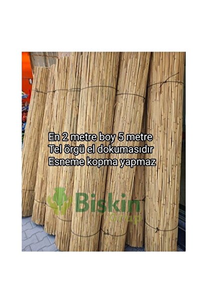 BİŞKİN 2x5 Telli Kamış Bambu Çit , Hasır Gölgelik,Balkon ve Bahçe Çiti