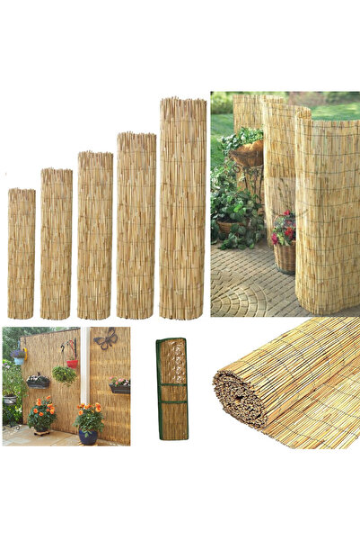 BİŞKİN 2m X 6m Reed Fence Misina Ipli Doğal Bambu Kamış Çit , Bahçe Çiti , Ba...