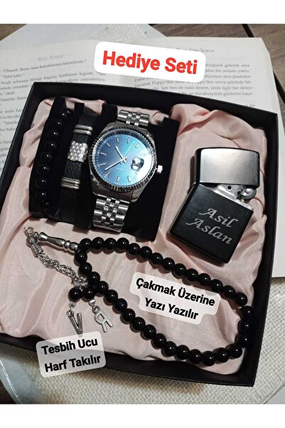 Brality Hediyelik Özel Kutusunda Kombin Erkek Saat Seti ( 5 Parça'lı ) 6044