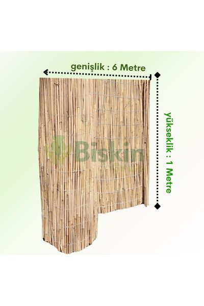 BİŞKİN 1Metre x 6Metre Eber Gölünden Bambu Kamış Hasır Çit, Gölgelik Bahçe ve Balkon Çiti Reed Fence