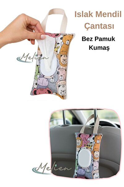 Melien Islak Mendil Saklama Çantası Evde, Arabada, İşte, Seyahatte ve Bebek Arabasında Islak Mendil Kutusu