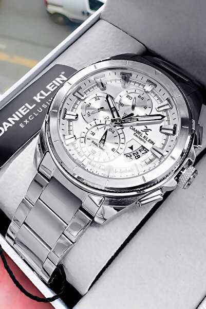 Daniel Klein ساعة يد رجالية حصرية مقاومة للماء وسلك فولاذي فضي اللون - DKE2007C3
