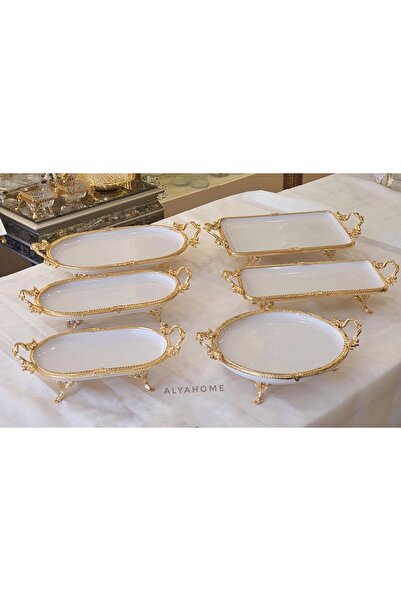 AlyaHomeAksesuar 6 Parça Kulplu Porselen Servis ve Sunum Seti
