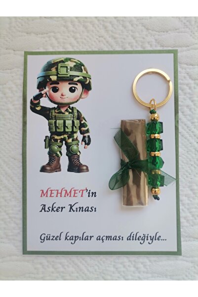 İ&DBABY 32 Adet Kişiye Özel Asker Kına Hatırası Dağıtmalık Hediyelik Yeşil An...