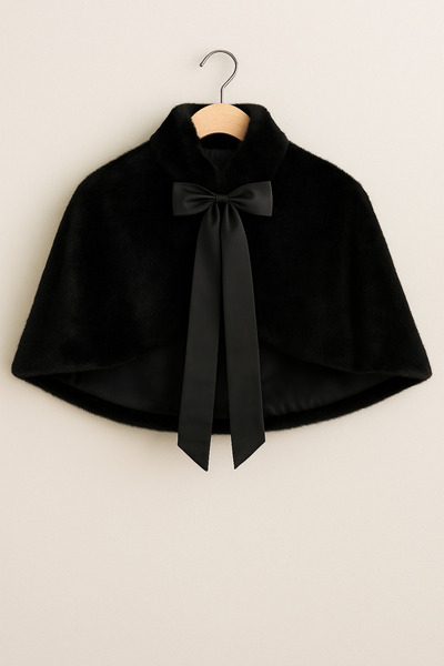 Elegance Scarf Μακρύ φιόγκο Γούνα Etol Νυφικό Μπολερό Μαύρο