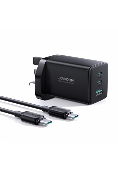 Joyroom JR-TCG01، شاحن سريع 65 واط 2C1A - أسود + كابل C إلى C 100 واط 1.2 متر...