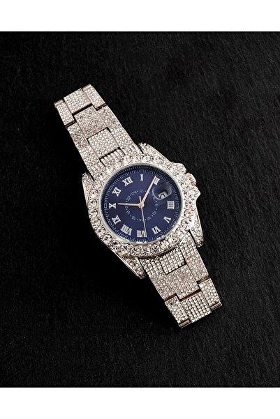 ÇENÇEN Gümüş Gold Full Taşlı Küçük Unisex Model Kol Saati