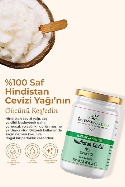 İntense Natural Hindistan Cevizi Yağı Soğuk Sıkım 100 Ml %100 Saf Ve Doğal Co...