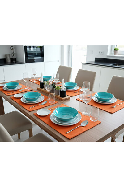 PİKKO HOME 6 BUCĂȚI DE SERVIERE AMERIKAŃĂ CU TEXTURA DE VEL DE CULOARE PORTOC...