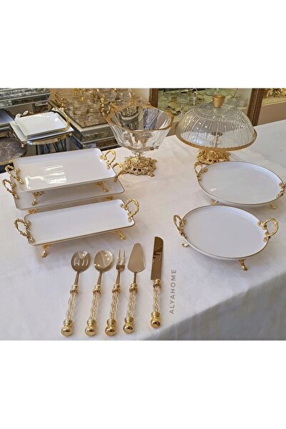 AlyaHomeAksesuar Porselen ve Cam Detaylı Sunum Seti
