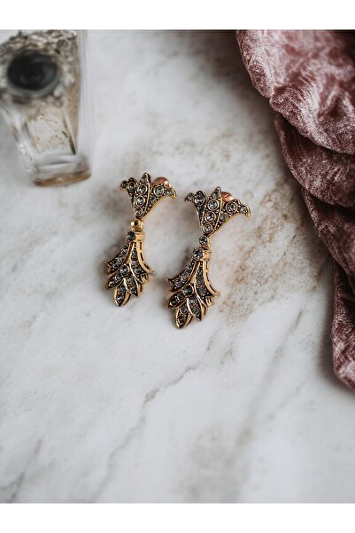 FAYRA ACCESSORIES Crystal Stone Leaf Figured Earrings