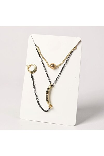 maia قلادة بسلسلة متعددة الطبقات بلون ذهبي - تفاصيل على شكل نجمة القمر