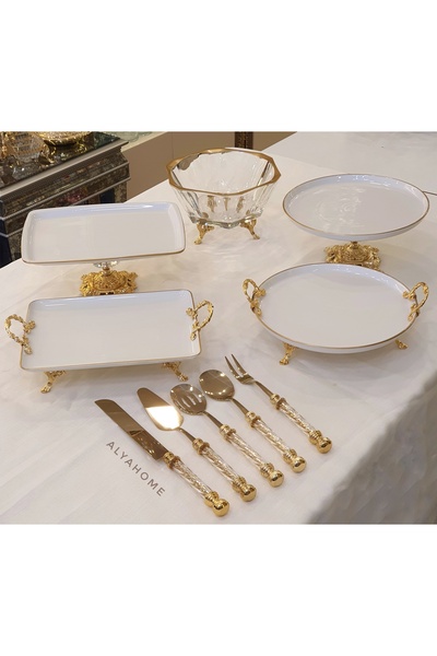 AlyaHomeAksesuar 10 Parça Servis ve Sunum Seti Gold