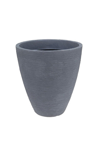 Via Gardenia Yivli Plastik Saksı Gri Çap 40 cm Yükseklik 42 cm