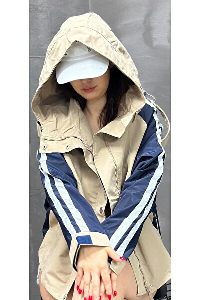 Store Oversize Striped Parka Women's Raincoat