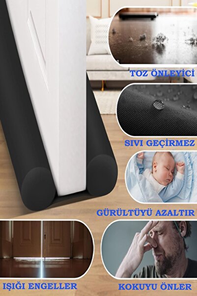 HASBY 3 Adet Kapı Altı Rüzgar Önleyici Kapı Altı Yalıtım Eşik Süngeri Isı Işık Toz Soğuk Gürültü Önleyici