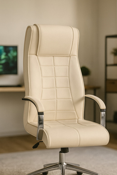 sadık ofis Cosmo Bej Yönetici Koltuğu – Ergonomik, Geri Yatarlı, Metal Ayaklı Lüks Ofis Koltuğu