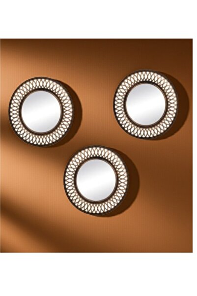 SyaMAG Set of 3 decorative mirrors, wavy edge design, bronze, 25 cm diameter