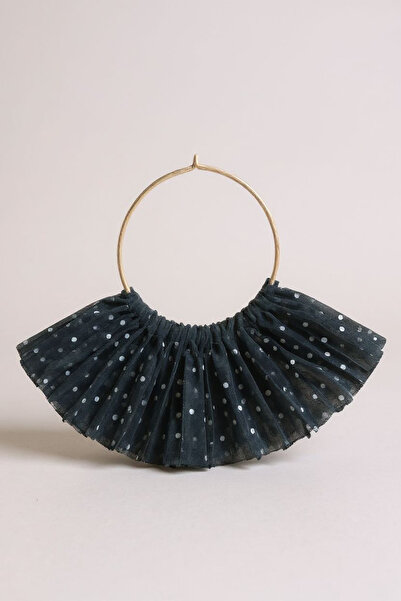 maia تصميم القرط الدائري من القماش الأسود المنقط