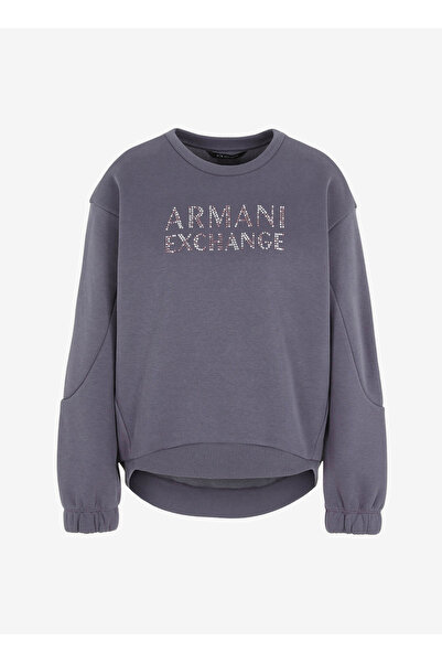Armani Exchange Bisiklet Yaka Baskılı Antrasit Kadın Sweatshırt 6RYM34