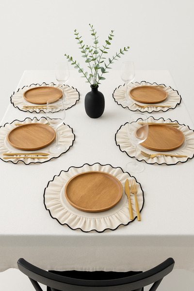 Mirilliahome Ruffled Linen American Tablecloth – Ribbed Fabric Placemat – Decorative Table Mat