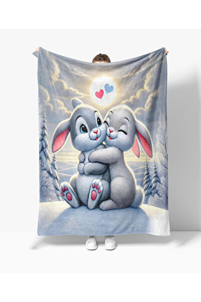 Home Cute Rabbit Rabbit Pattern Fleece Tv Blanket Polar Soft Blanket
