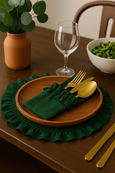 Mirilliahome 2 Pieces of Ruffled Raw Linen Cutlery / Napkin Holder – Cutlery Case