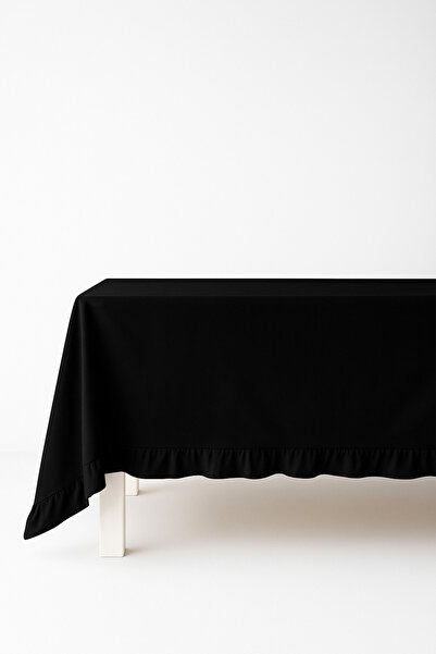 Mirilliahome Ruffled Linen Tablecloth - Black Tablecloth