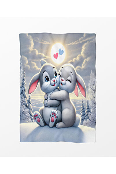 Home Cute Rabbit Rabbit Pattern Fleece Tv Blanket Polar Soft Blanket
