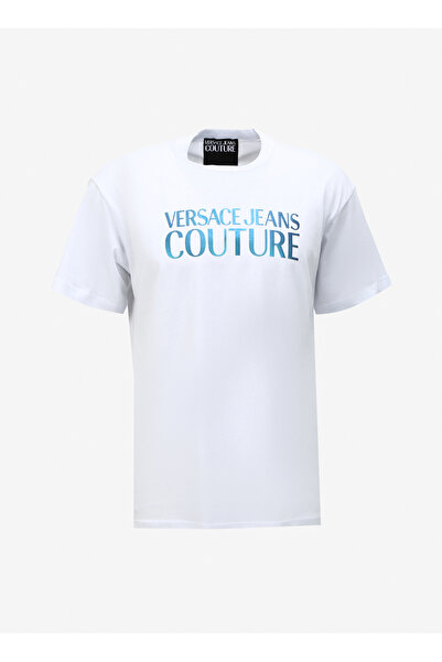 VERSACE JEANS COUTURE Bisiklet Yaka Beyaz Erkek T-Shirt 75GAHG01CJ00G003