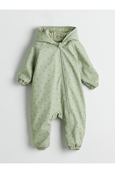 LC Waikiki LCW baby Yeşil Baskılı Kapüşonlu Baskılı Kız Bebek Astronot Mont