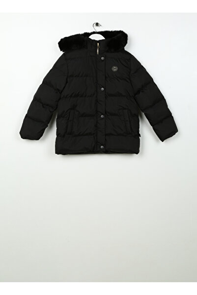 Barbie Kürk Detaylı Siyah Kız Çocuk Mont 23WB-102