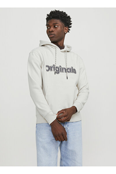 Jack & Jones Ανδρικό φούτερ με κουκούλα κρεμ 12246802_JORLAKEWOOD SWEAT HOOD BF
