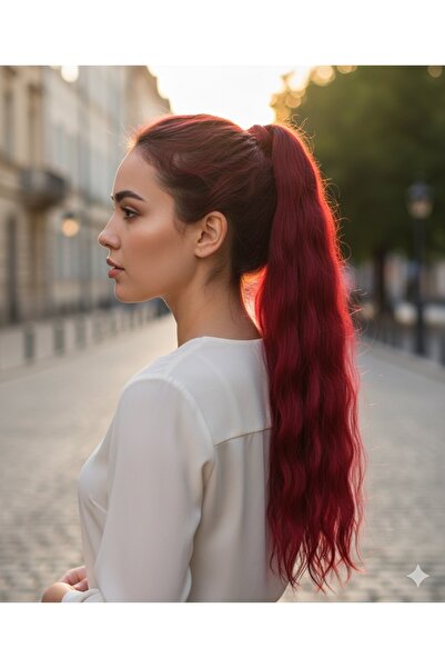 Mina Peruk Kızıl Lastik Tokalı Su Dalgalı At Kuyruğu – Pratik ve Şık