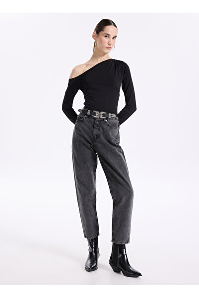 E 4.0 Design Studio x Fabrika Gri Kadın Straight Denim Pantolon F3WL-PNT W54