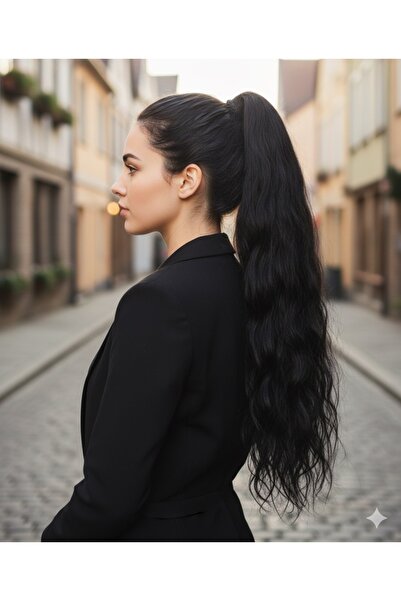 Mina Peruk Lastik Tokalı At Kuyruğu Su Dalgalı - Kahverengi