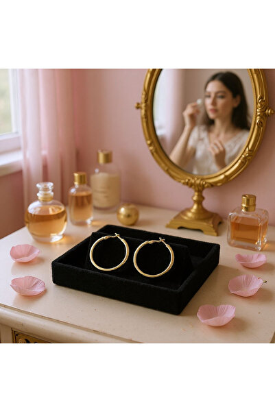 MAİSON RY أقراط دائرية ذهبية اللون