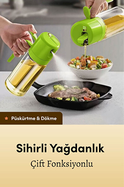Mutfiko Sihirli Yağ Sprey Şişesi – Püskürtmeli Cam Yağlık, Sağlıklı ve Eşit D...