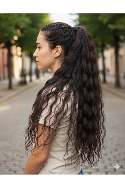 Mina Peruk Lastik Tokalı At Kuyruğu Su Dalgalı - Kızıl Kahve