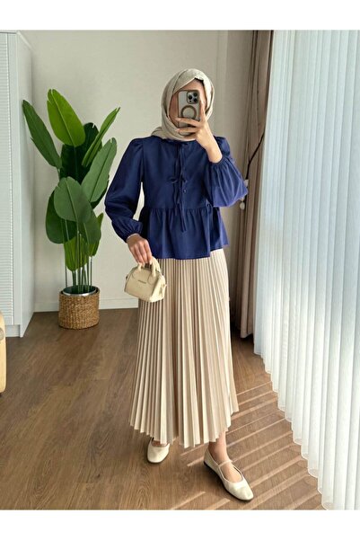 Refika Butik Μπλουζάκια Hijab για Μπλε Μπαλόνι Μανίκι Συσσωρευτική φούστα Top