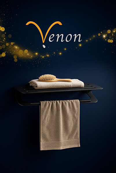 VENON 50 см чорний металевий вішак для рушників Металева полиця для рушників Організація ванної кімнати