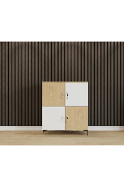ASES Esl001 Çok Amaçlı Dolap Mutfak, Banyo, Balkon, Kiler, 4 Kapak ve 4 Raflı Dolap