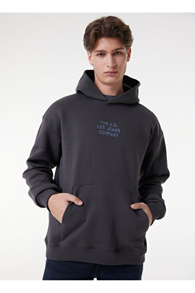 Lee Kapüşon Yaka Siyah Erkek Sweatshırt LM05RHON Kapüşonlu Sweatshirt