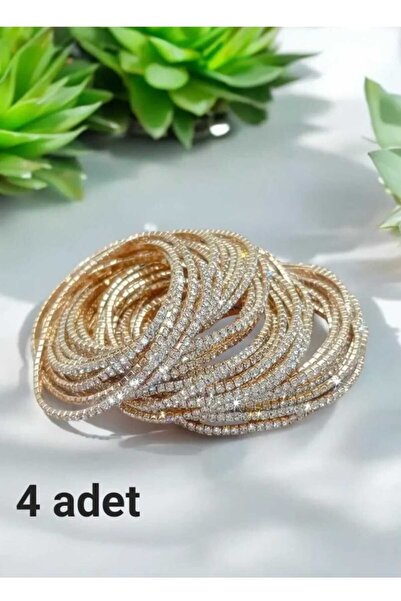 Bujiteri Zirkon taşlı lastikli su yolu parlak ince bileklik